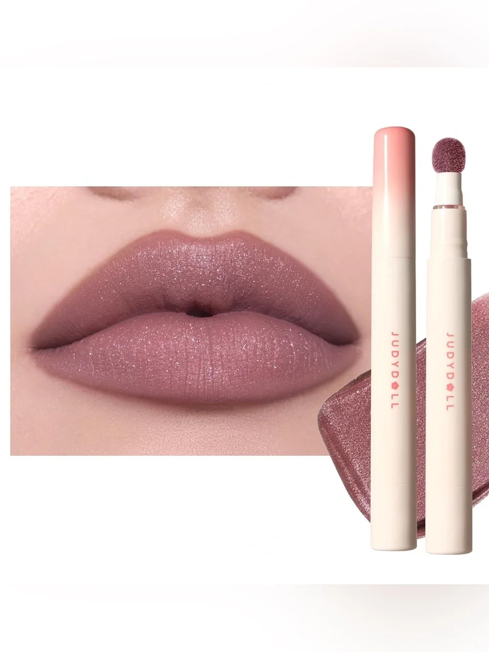 Judydoll Taro Haze Cushion Matte Lock Lip Cream- mauve w silver & purple shimmer